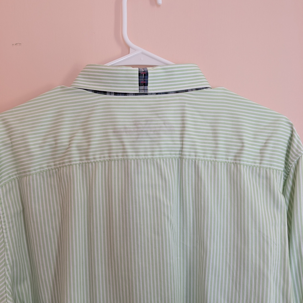 Men's Light Green Stripe Dress Shirt - Classic Collar - Picture 2 of 6